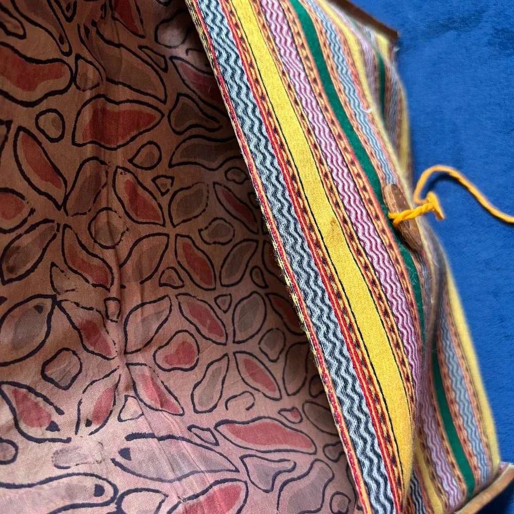 iPad Vintage Striped Leather and Fabric Clutch